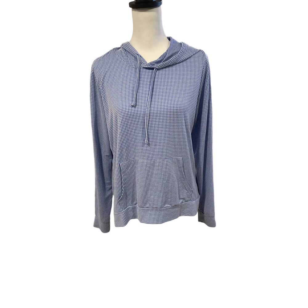 Weatherproof Blue and White checkered Hooded Pull Over Medium